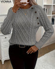 Abigail- Pull en tricot torsadé Dames Gris / S