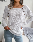 Pull tricoté avec boutons | Acrylique/Coton Comfort & Style Blanc / S Vêtements Accessoires >