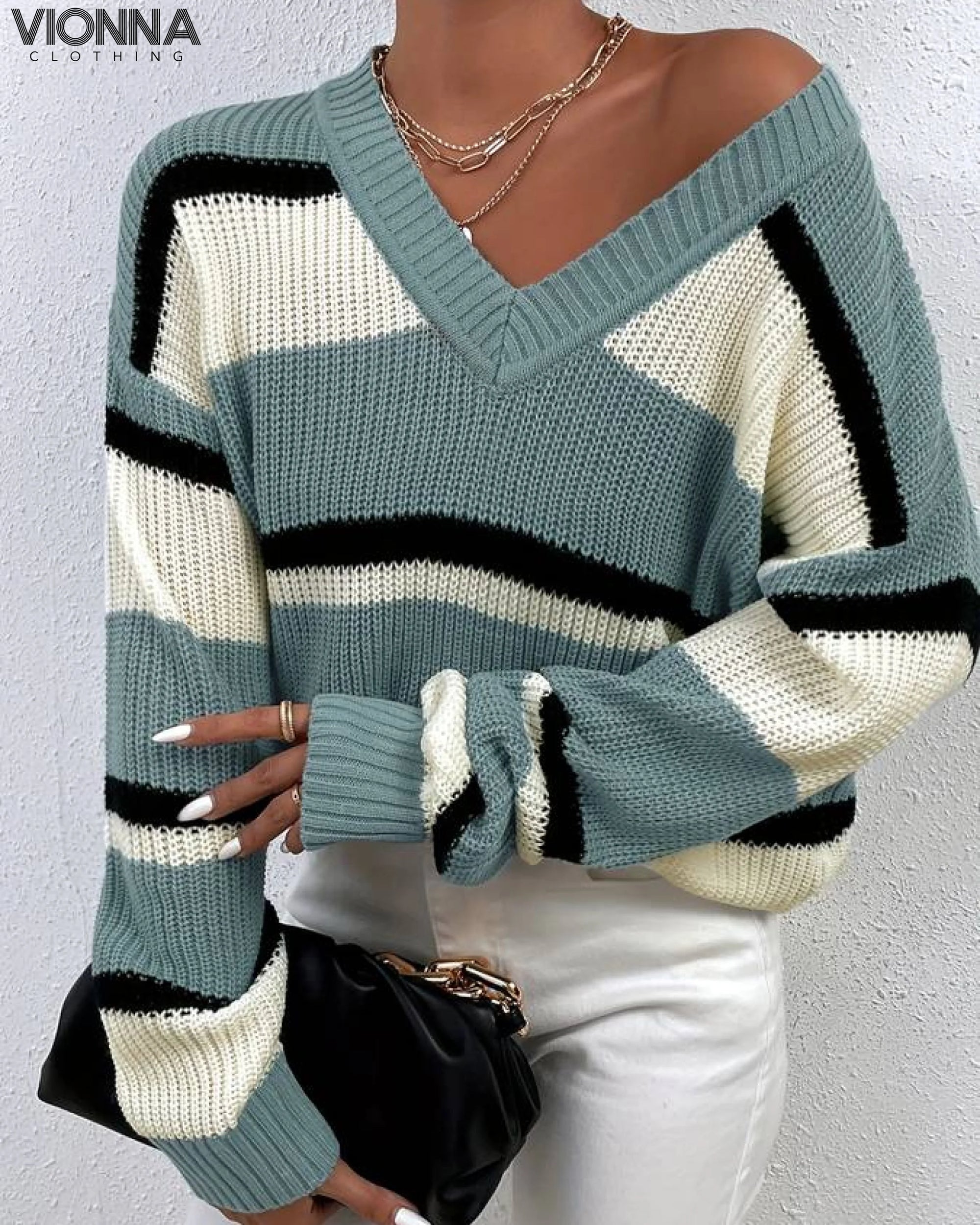 Carrie - Pull tricoté à col en V Pull