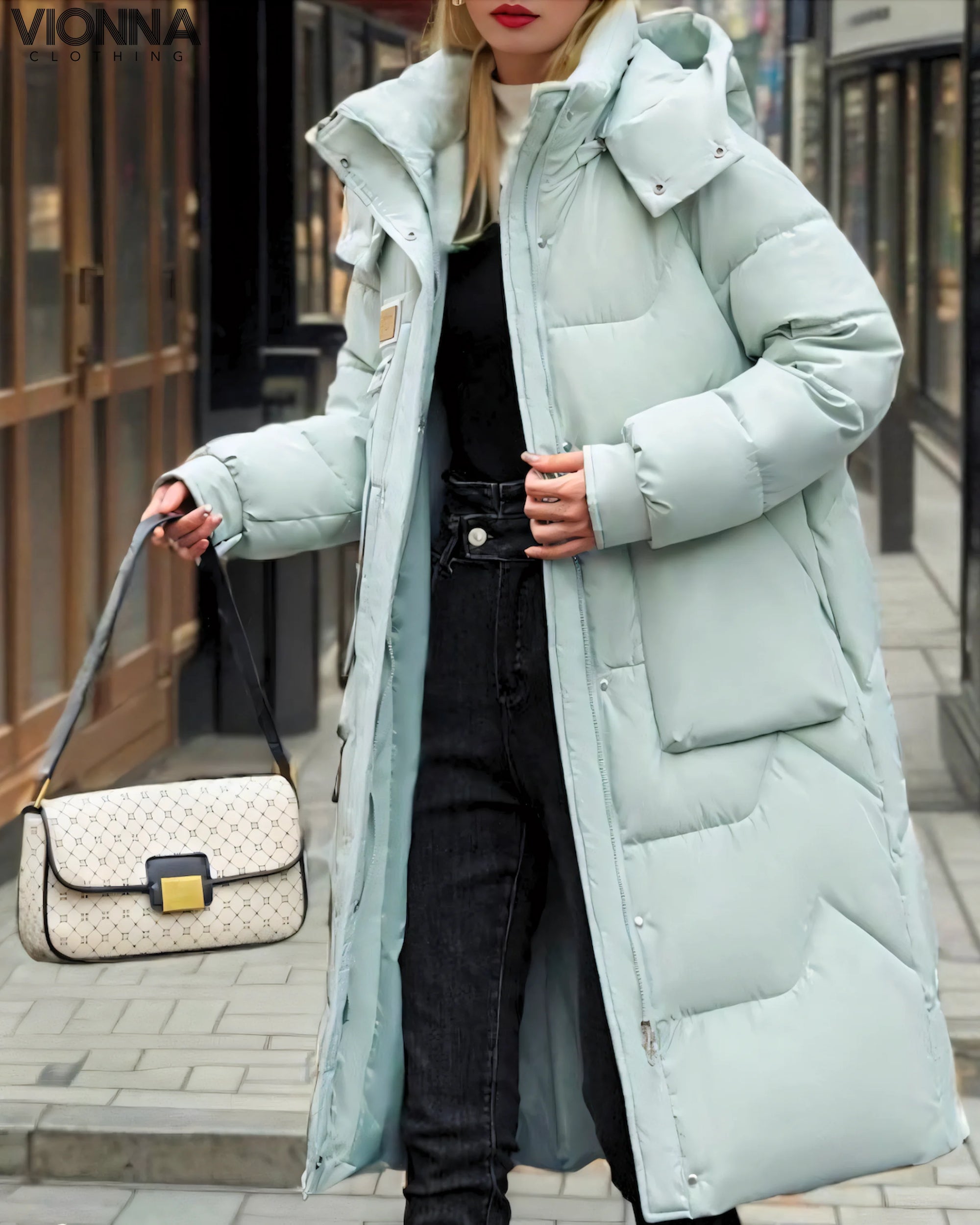 Casey - Manteau bouffant d'hiver Vert Menthe / Manteau bouffant Xs