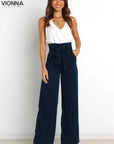 Dorothy - Pantalon léger en lin souple Bleu foncé / Pantalon de lin Xs