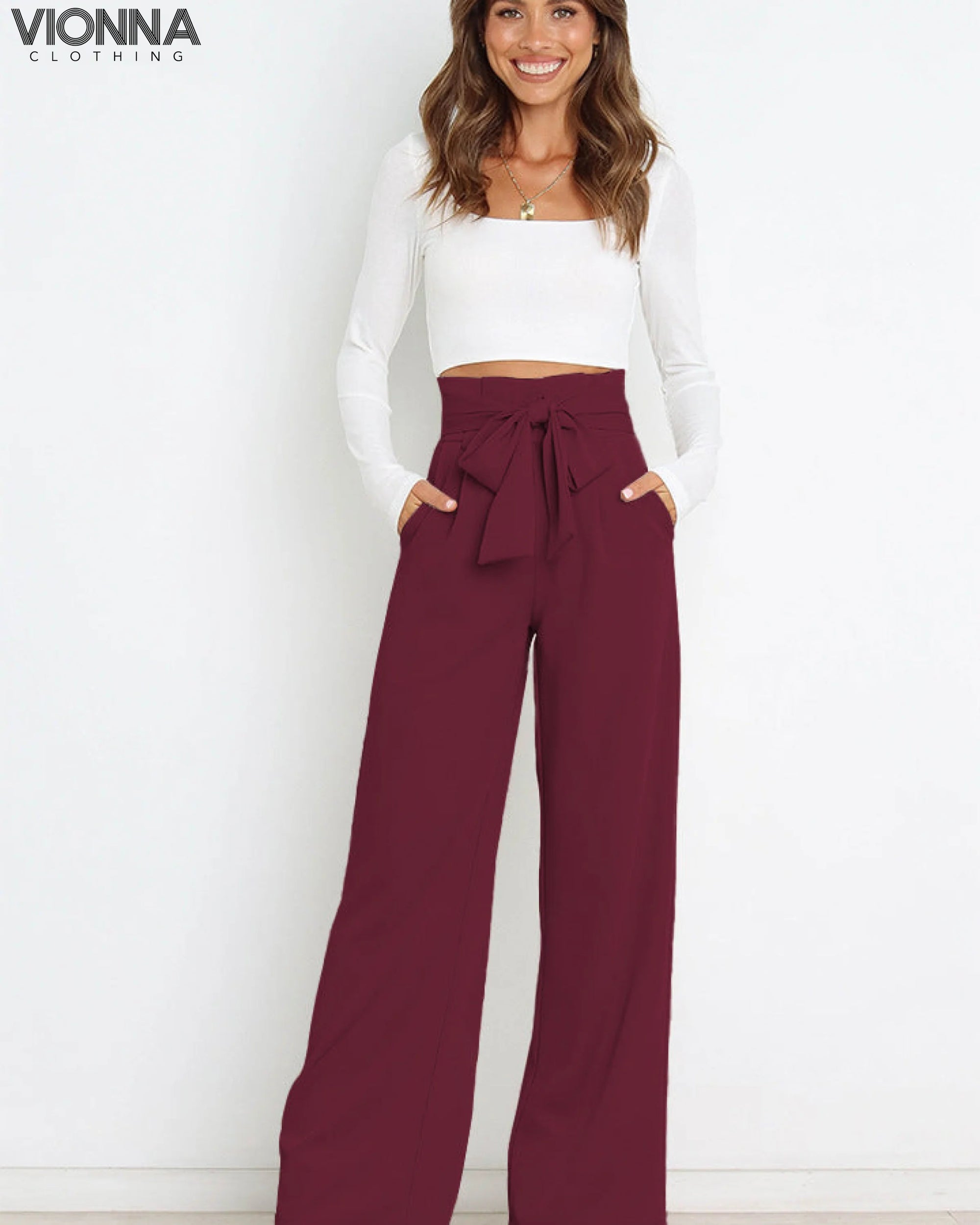 Dorothy - Pantalon léger en lin doux Rouge foncé / Pantalon en lin Xs