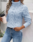 Elina Elegant Knitted Sweater Light Blue / S Sweaters & Sweaters