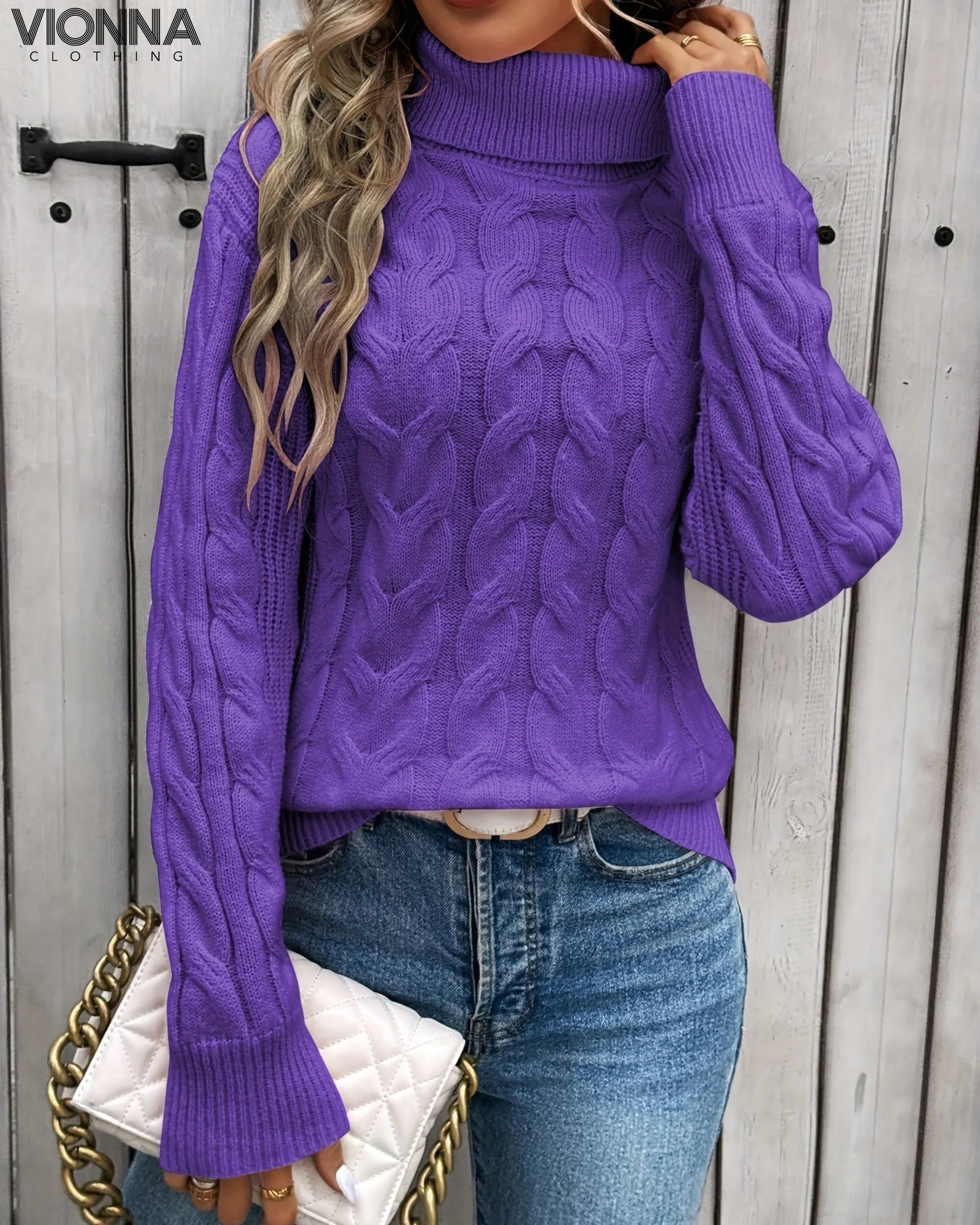 Elina Elegant Knitted Sweater Purple / S Sweaters & Sweaters