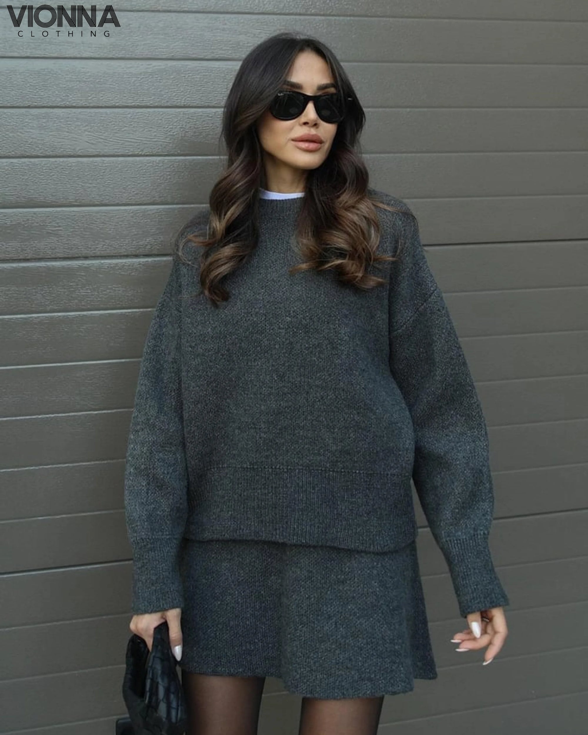 Elsie Knitted Set (Top + Skirt) Chandails et cardigans