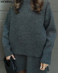 Elsie Knitted Set (Top + Skirt) Chandails et cardigans