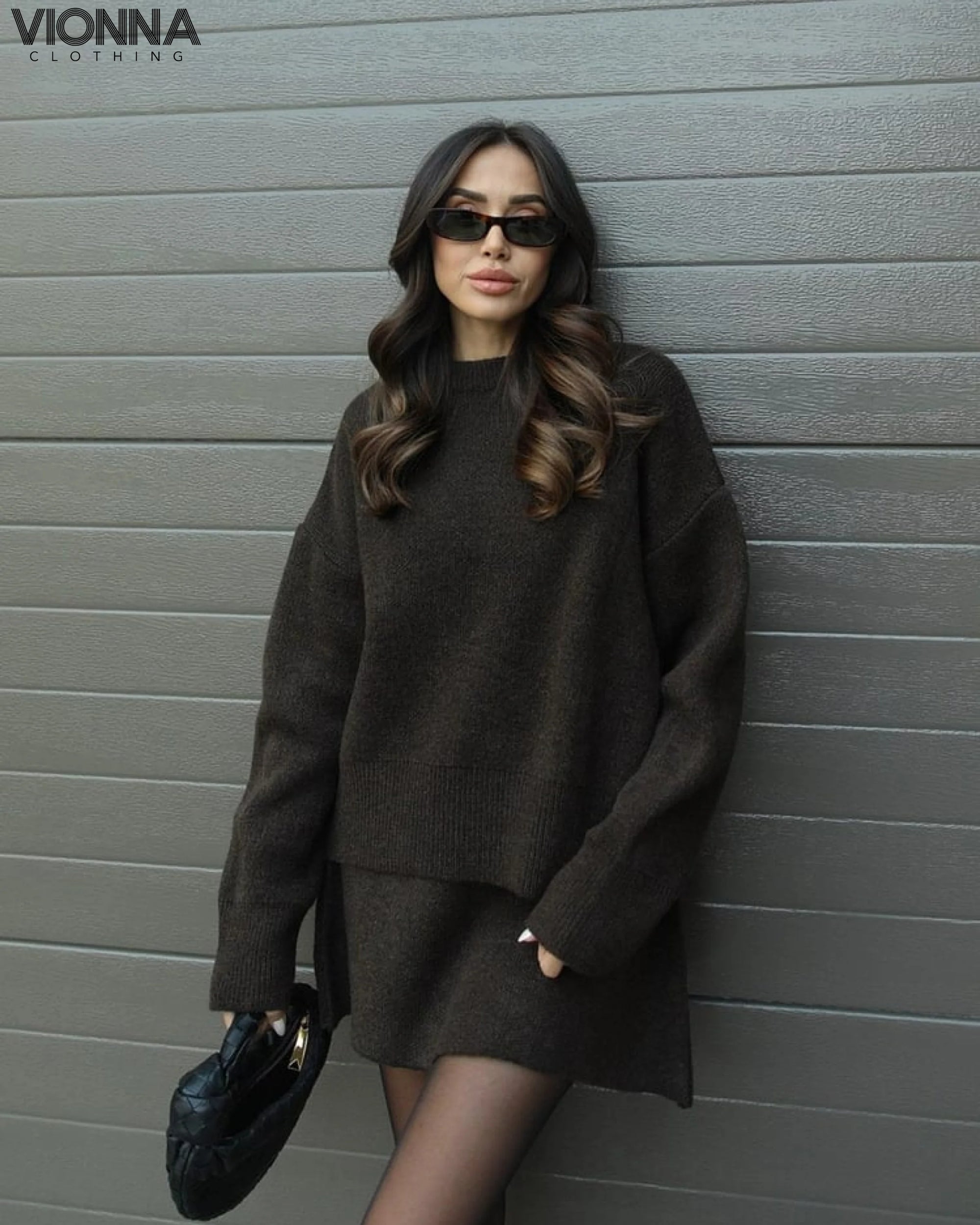 Elsie Knitted Set (Top + Skirt) Brown / Xs Sweaters & Cardigans