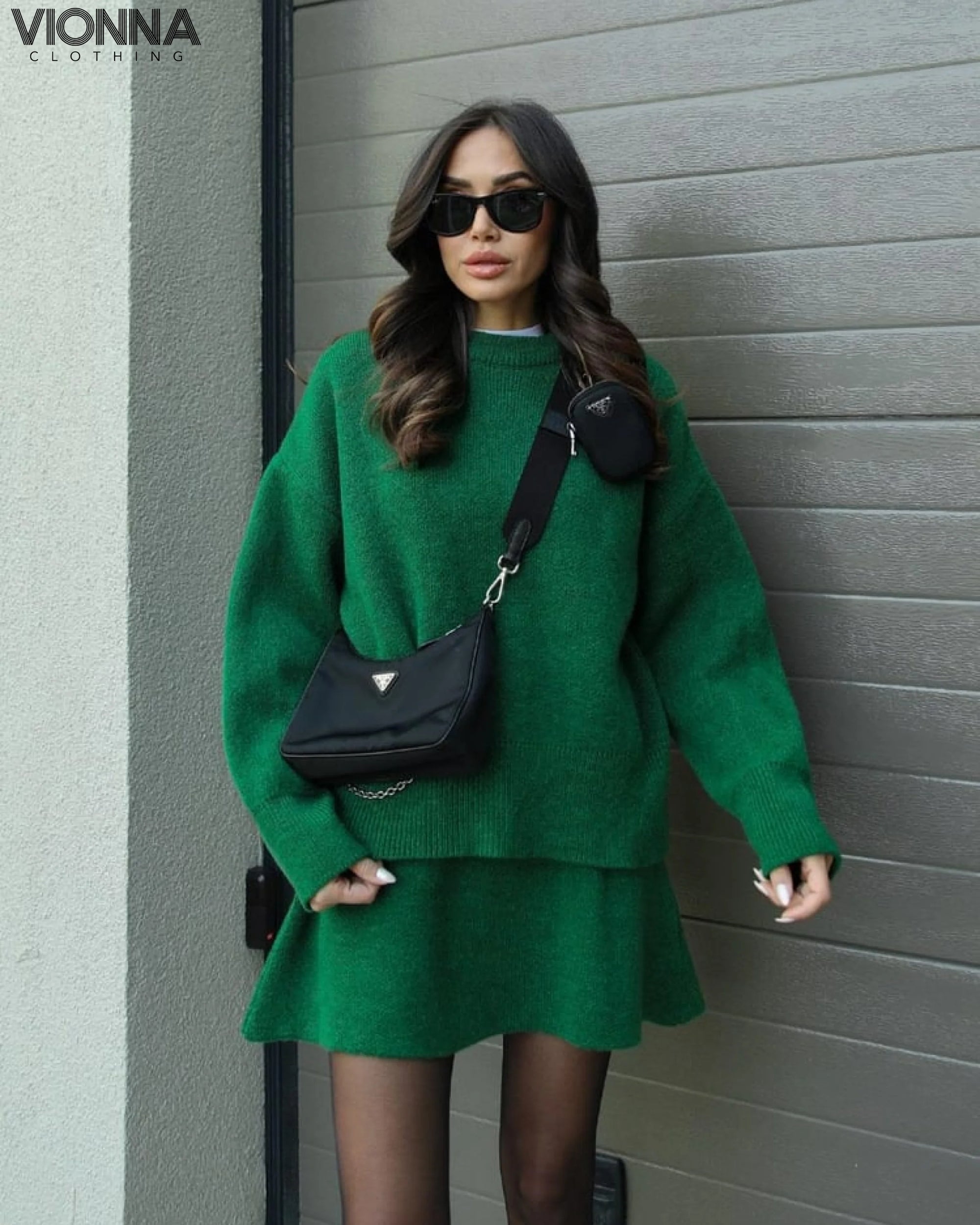 Elsie Knitted Set (Top + Skirt) Green / Xs Sweaters & Cardigans