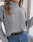 Elvie - Pull à col roulé chaud en tricot