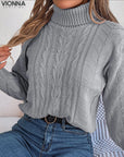 Elvie - Pull à col roulé chaud en tricot