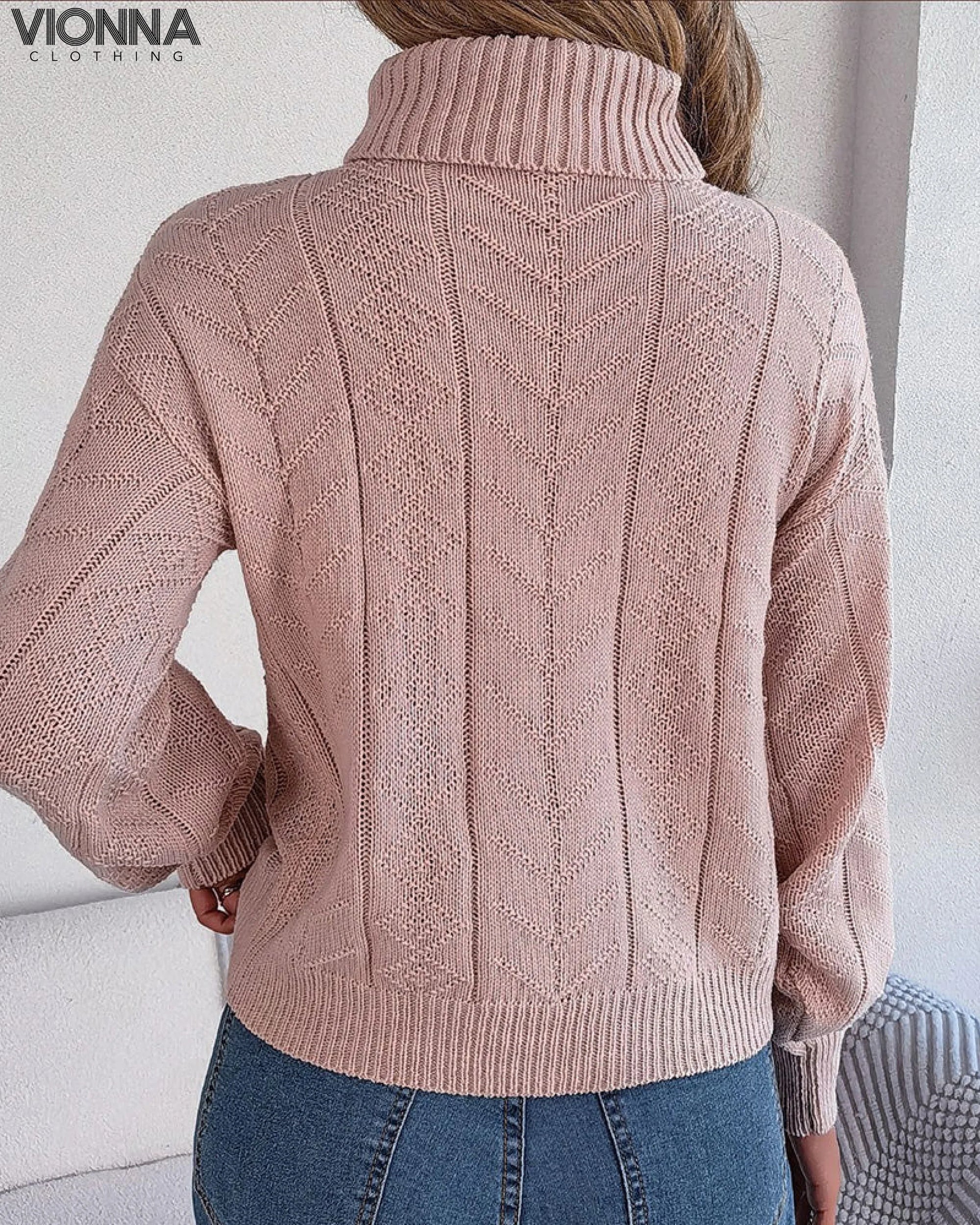 Elvie - Pull à col roulé chaud en tricot