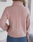 Elvie - Pull à col roulé chaud en tricot