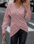 Emmy - Pull en tricot torsadé à épaules croisées rose / S manches longues