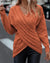 Emmy - Pull en tricot torsadé à épaules croisées Orange / S Manches longues