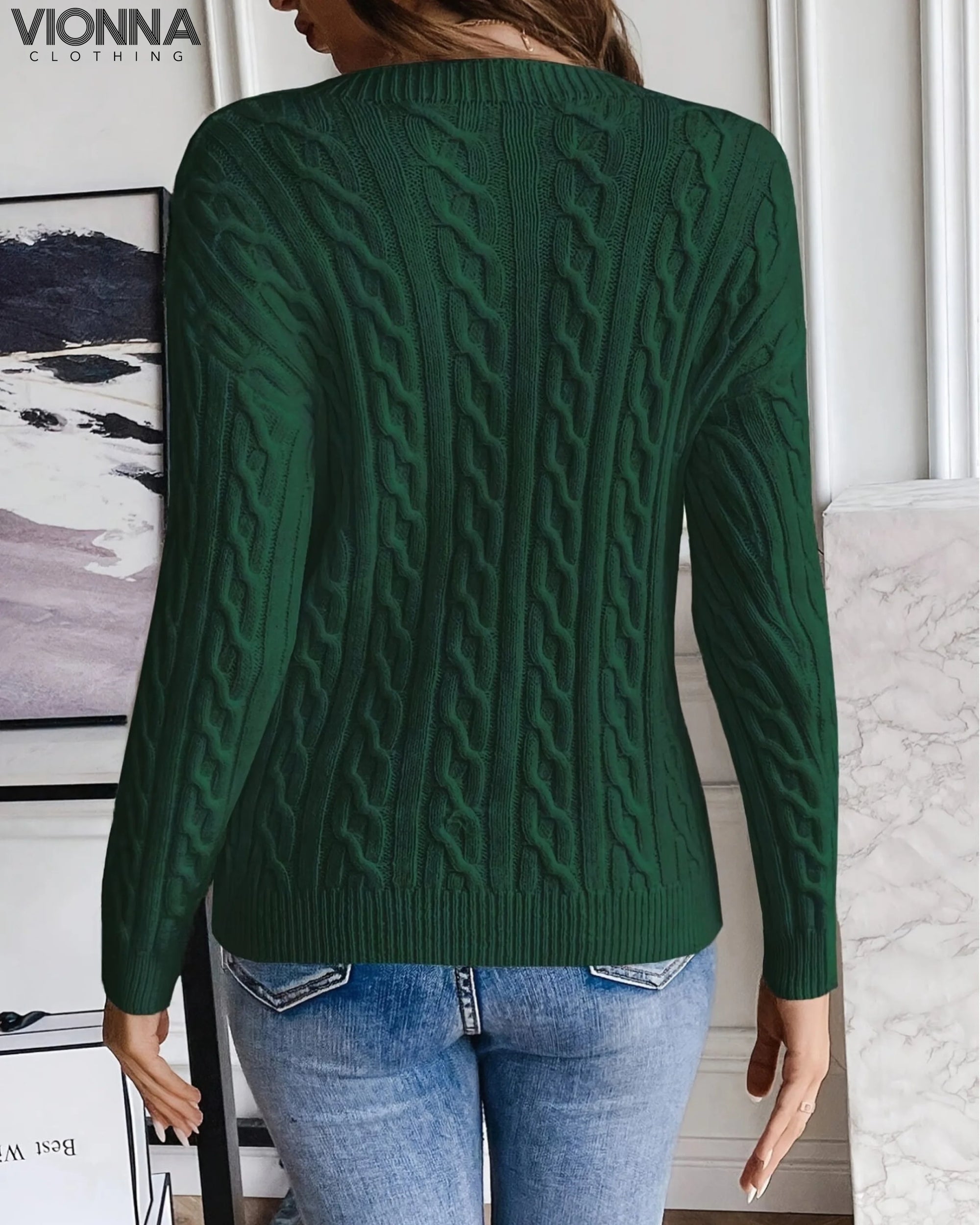 Fabienne- Pull en tricot décontracté pour femmes avec motif tressé