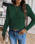 Fabienne- Pull en tricot décontracté pour femmes avec motif tressé