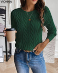 Fabienne- Pull en tricot décontracté pour femmes avec motif tressé
