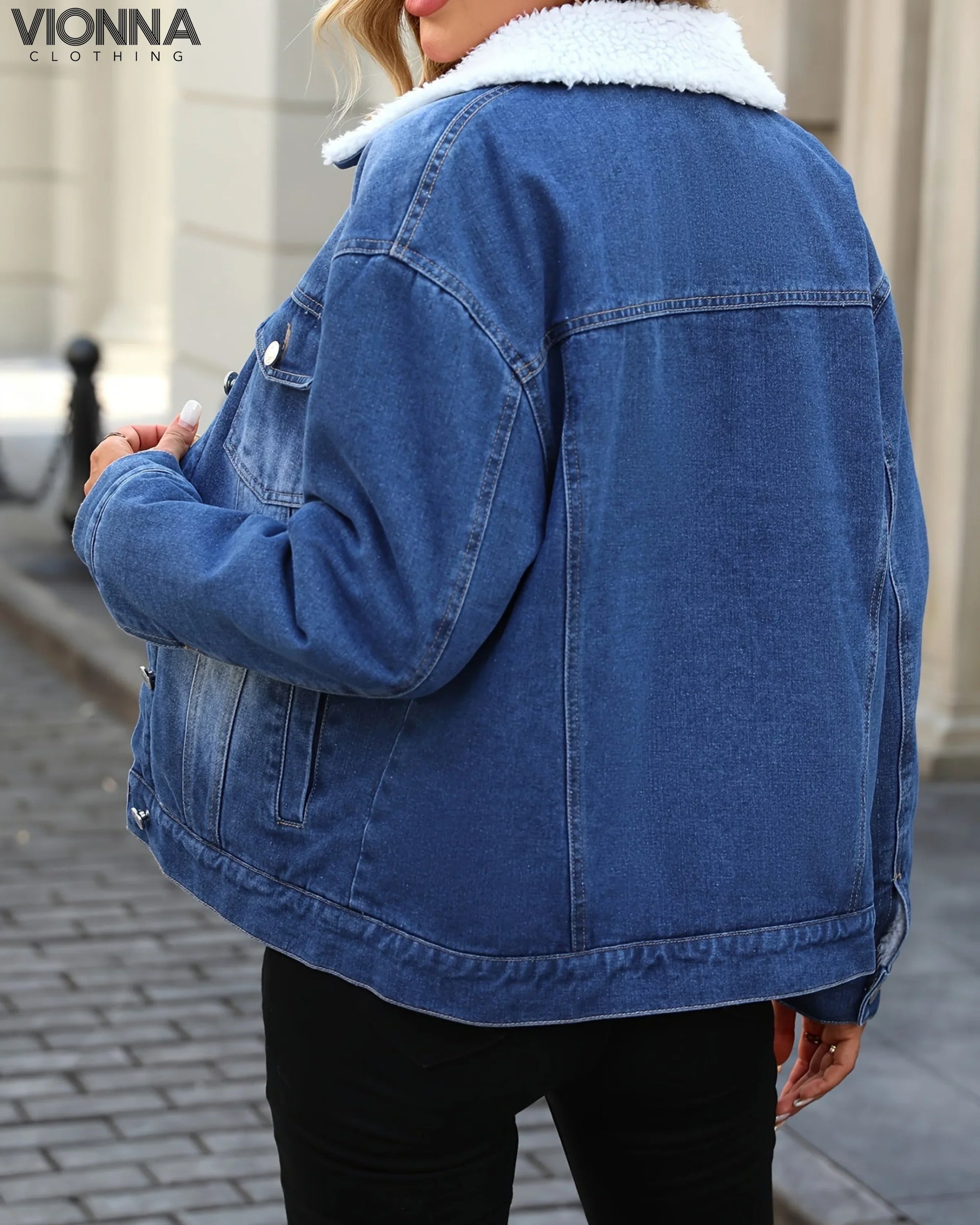 Veste en denim avec col polaire en coton Chaude et élégante Vêtements et accessoires > Vêtements Vestes d'extérieur
