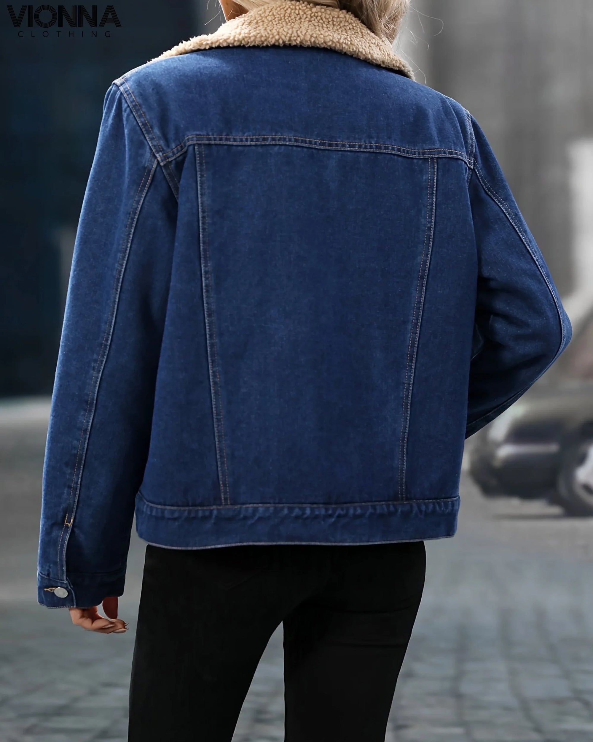 Veste en denim avec doublure en sherpa | coton/polyester Prêt pour l'hiver et à la mode Vêtements et accessoires > Vêtements