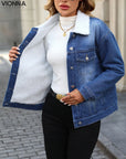 Veste en denim avec col polaire en coton Chaude et élégante Vêtements et accessoires > Vêtements Vestes d'extérieur