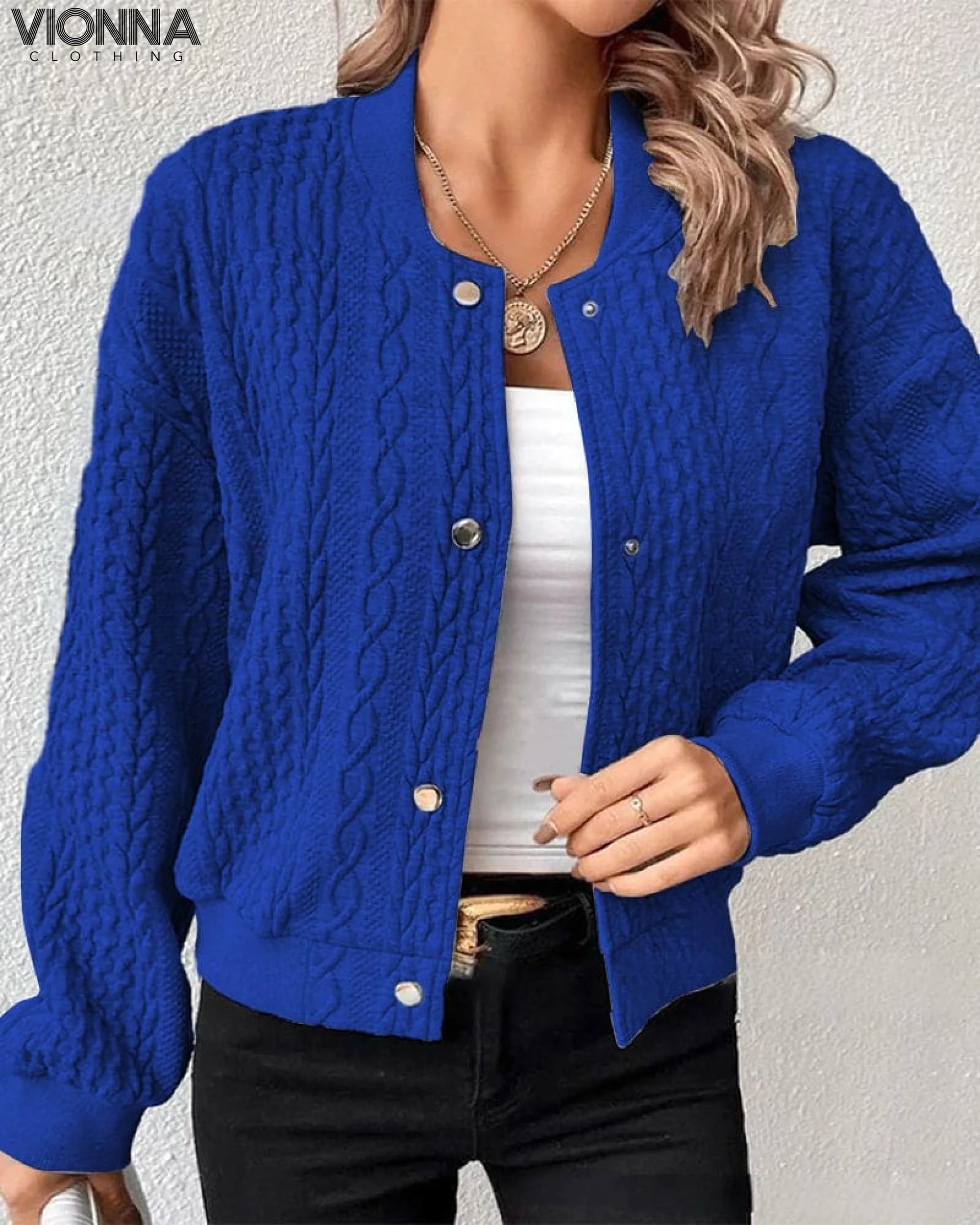 Giselle - Cardigan à boutons Bleu / S Chandails et cardigans