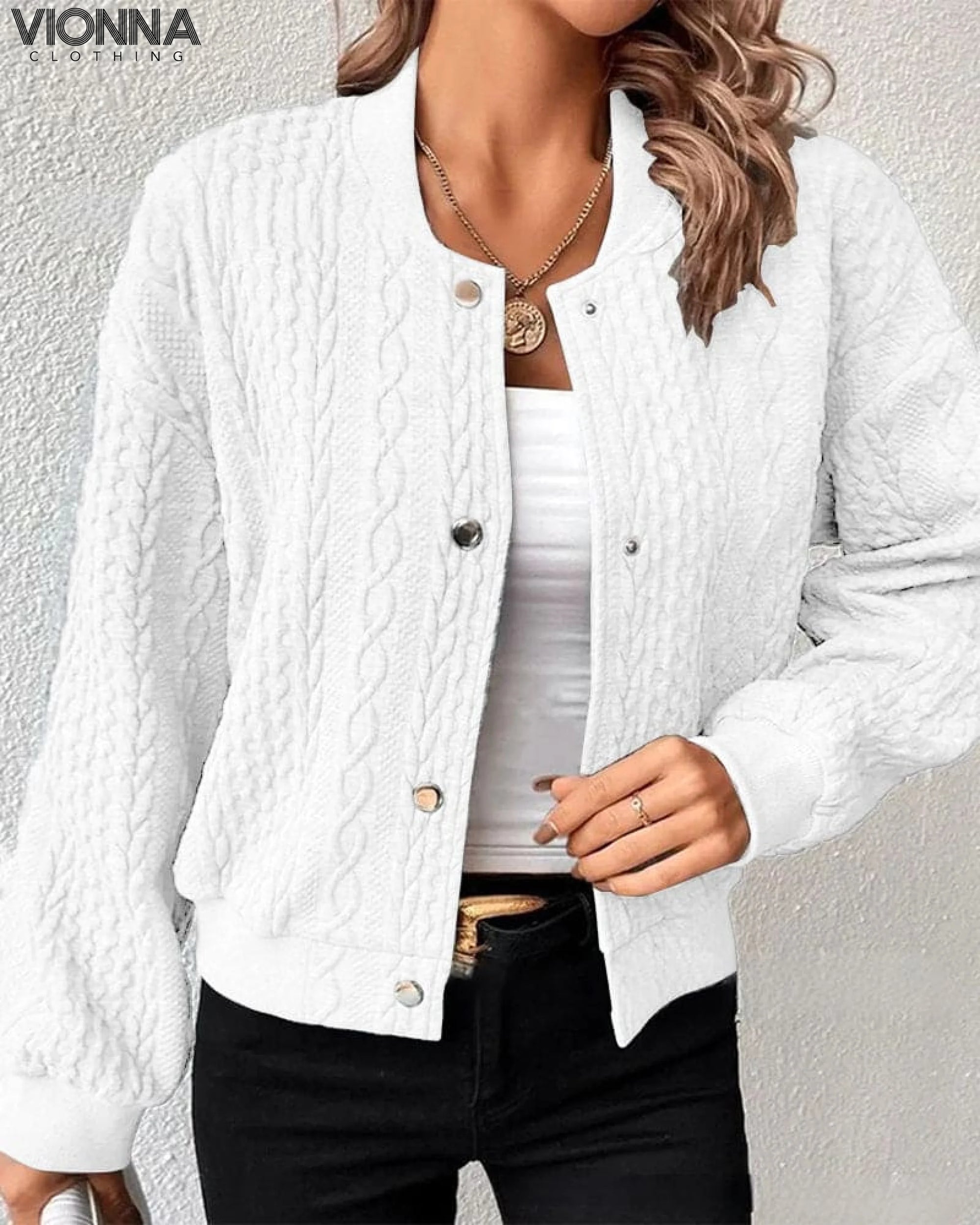 Giselle - Cardigan à boutons blanc / S Chandails et cardigans