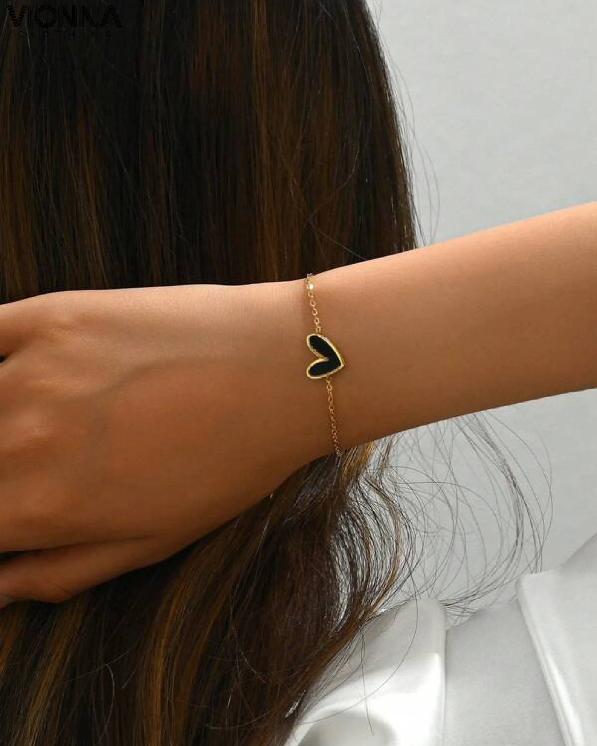 Bracelet en acier inoxydable en forme de cœur avec perles blanches véritables, plaqué or 18 carats, pour femmes