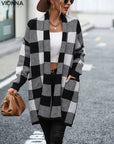 Jamila - Cardigan midi à carreaux