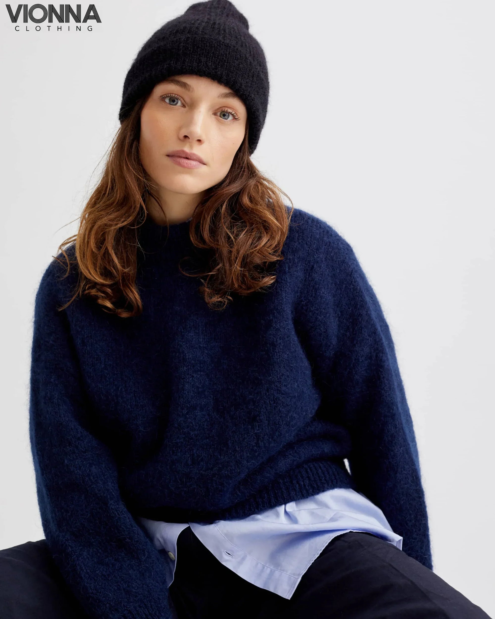 Jane | Pull en mohair de luxe Navy / S