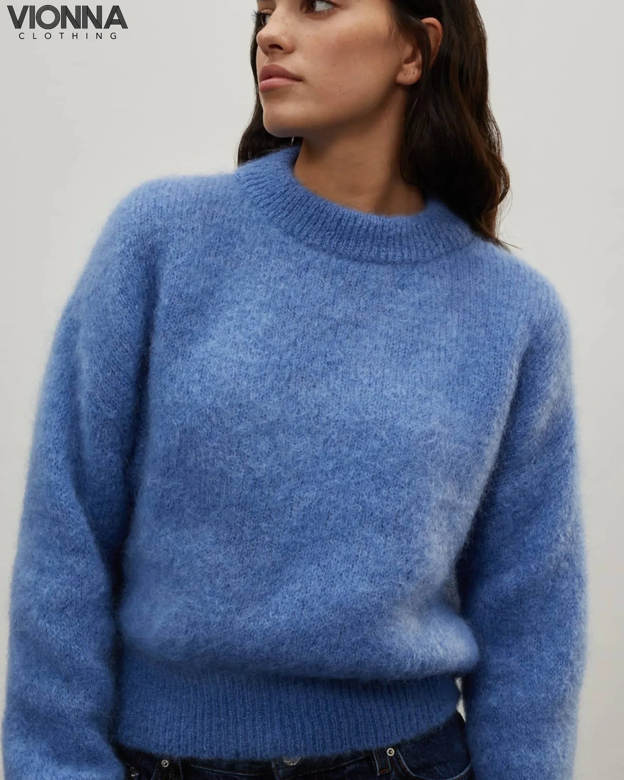 Jane | Pull de luxe en mohair Bleu / S