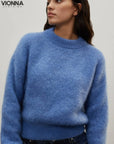 Jane | Pull de luxe en mohair Bleu / S