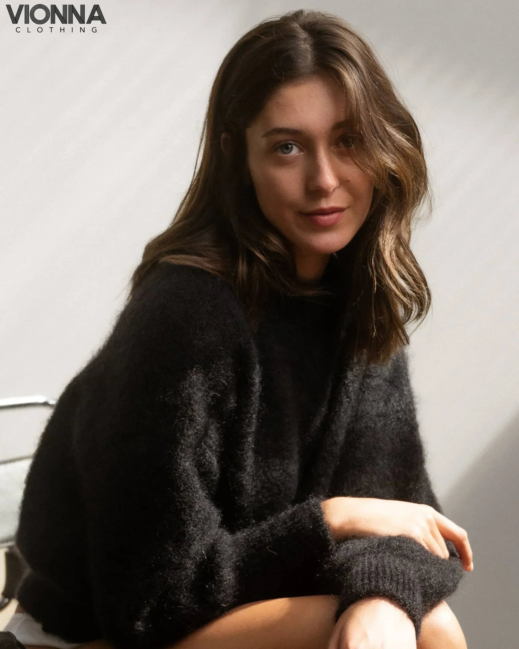 Jane | Pull de luxe en mohair Noir / M