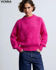 Jane | Pull en Mohair Luxe Fuchsia / S