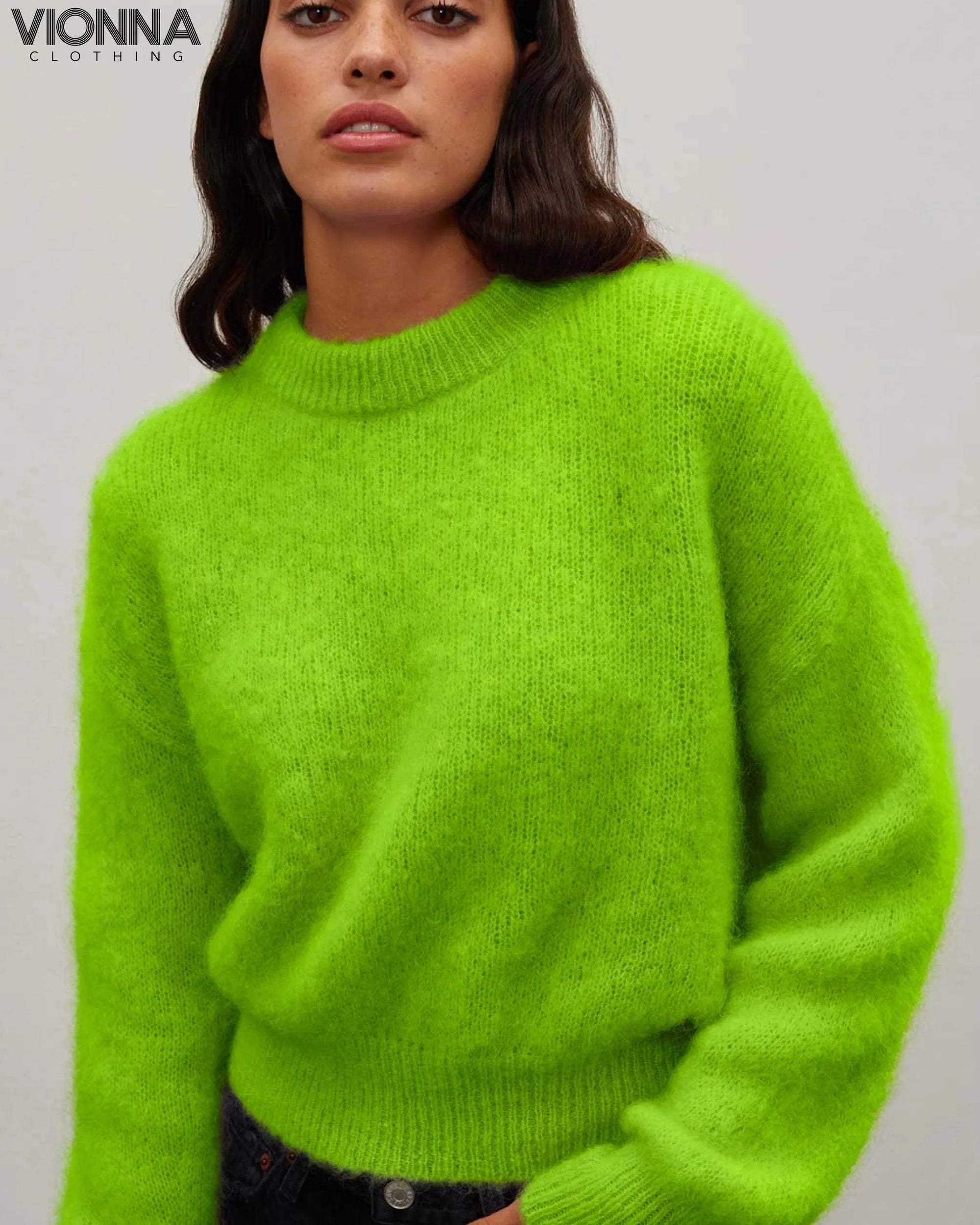 Jane | Pull en mohair de luxe Vert clair / S
