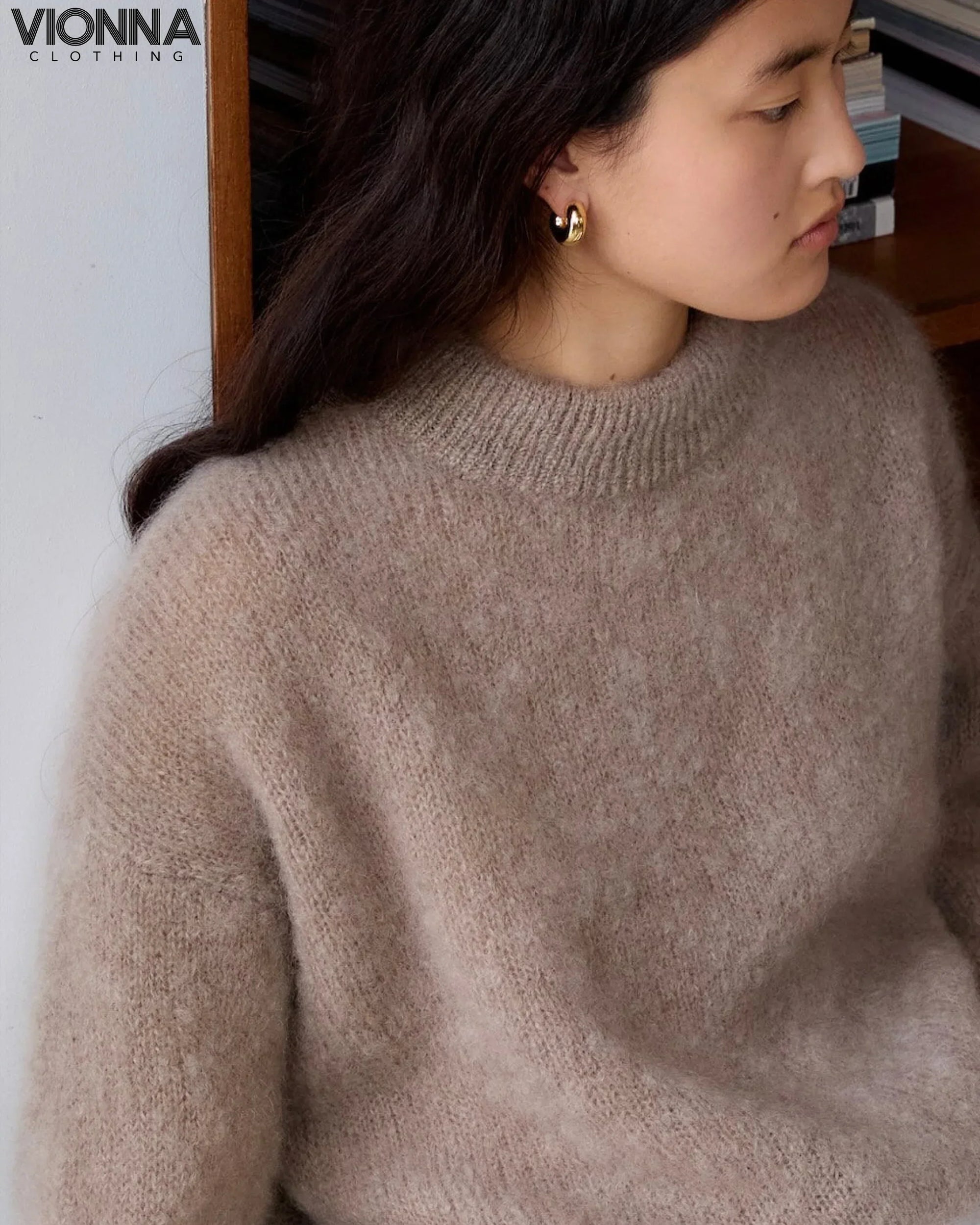 Jane | Pull en Mohair Luxe Taupe / S