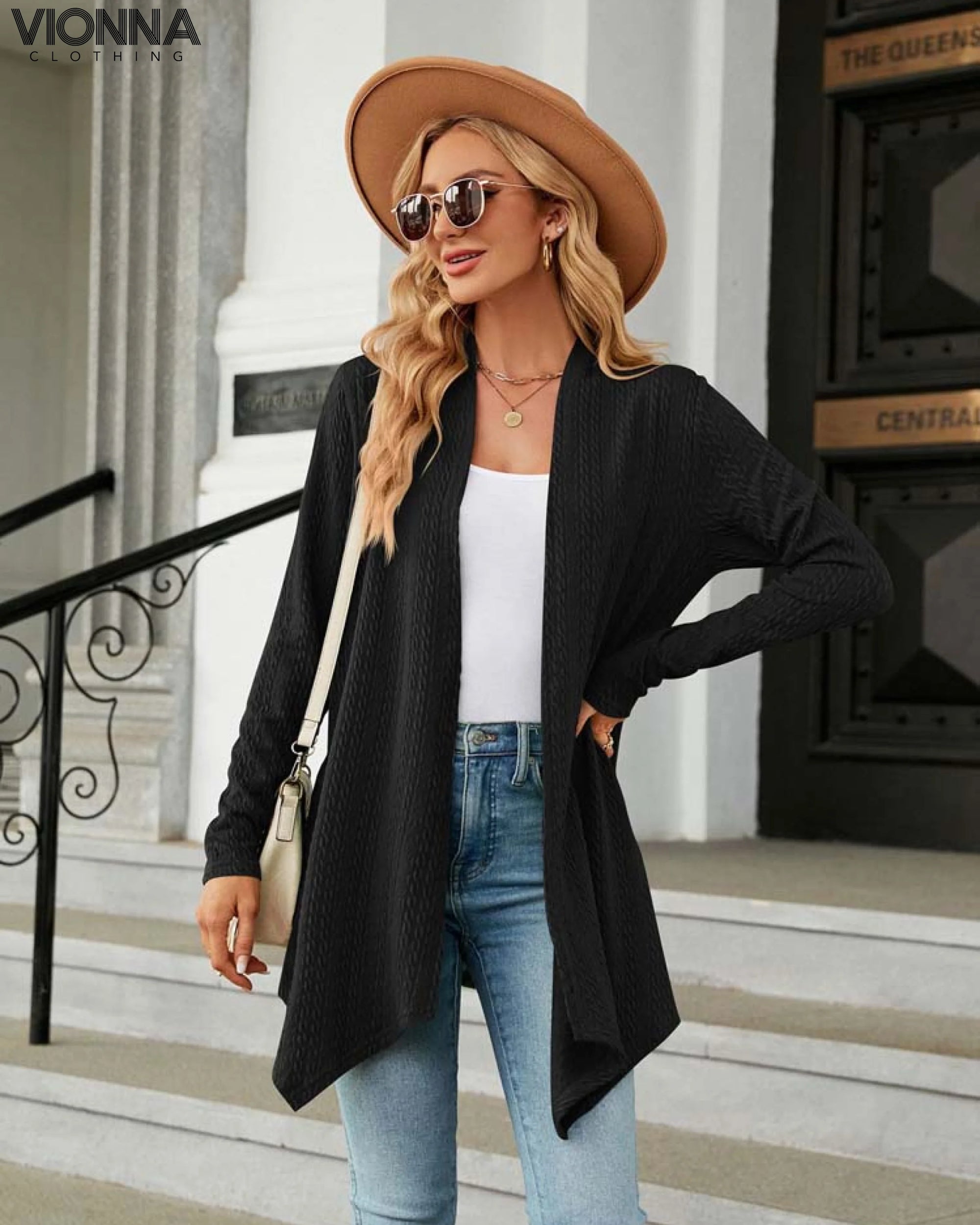 Jhea - Cardigan tricoté uni noir / S Cardigan