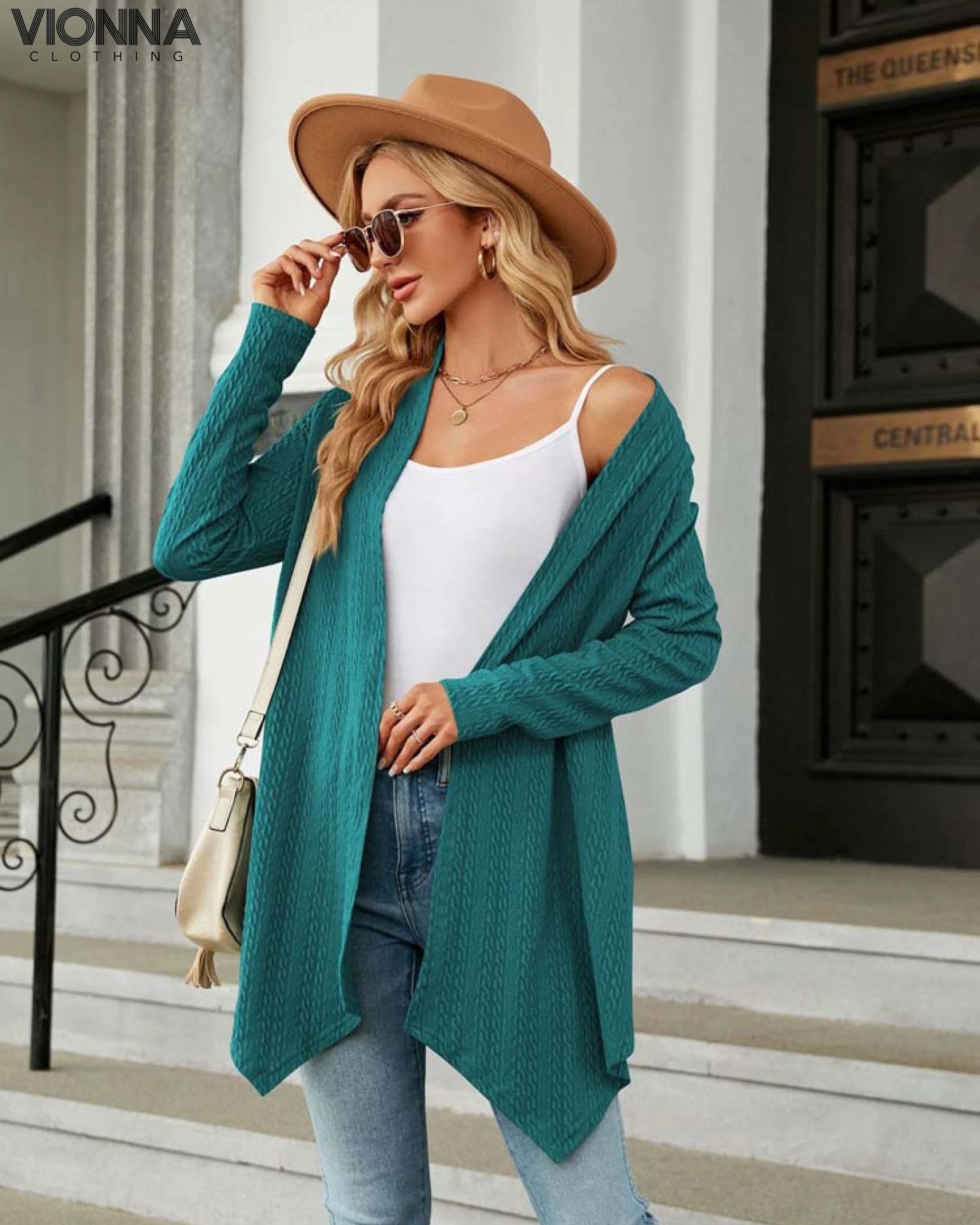 Jhea - Gilet Effen Gebreid Sarcelle / S Cardigan