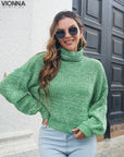 Krizia - Pull Trendy Knitted Turtleneck Green / S