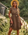 Linda - Jupe midi avec ceinture S / Marron
