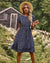 Linda - Jupe midi avec ceinture S / Bleu marine