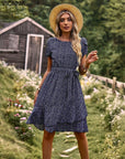 Linda - Jupe midi avec ceinture S / Bleu marine