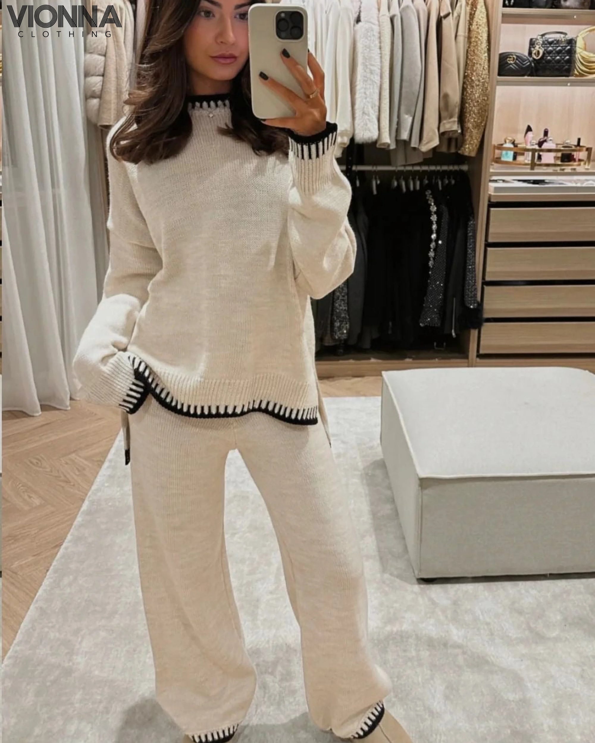 Charlotte - Pull en maille avec ensemble de salon