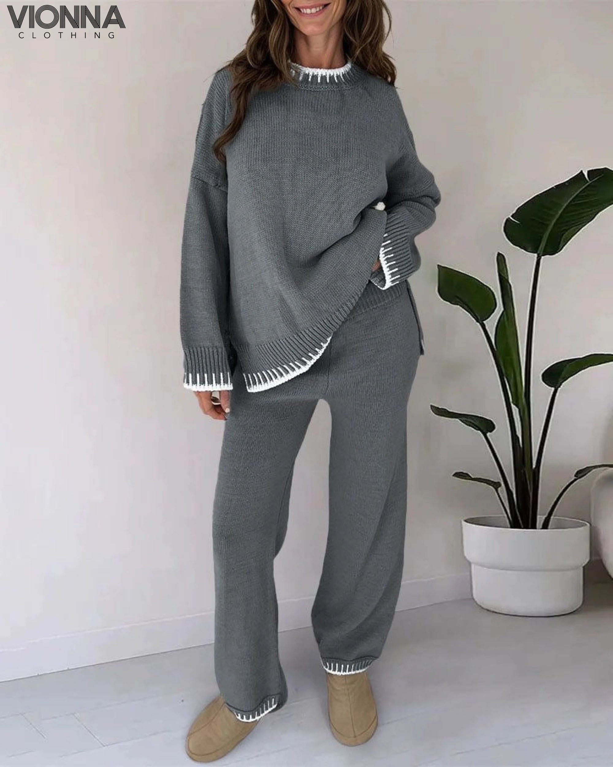 Charlotte - Pull en maille avec ensemble de salon