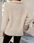 Pull Teddy Léger Avec Zip Et Poche | Polyester Chaud & Pratique Vêtements Accessoires >