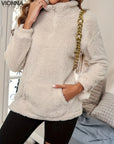 Pull Teddy Léger Avec Zip Et Poche | Polyester Chaud & Pratique Vêtements Accessoires >