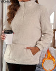 Pull Teddy Léger Avec Zip Et Poche | Polyester Chaud & Pratique Vêtements Accessoires >