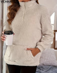 Pull Teddy Léger Avec Zip Et Poche | Polyester Chaud & Pratique Vêtements Accessoires >