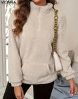 Pull Teddy Léger Avec Zip Et Poche | Polyester Chaud & Pratique Vêtements Accessoires >