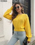 Maylene - Pull tricoté tendance Jaune / S Pull
