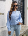 Maylene - Pull tricoté tendance Bleu / S Pull